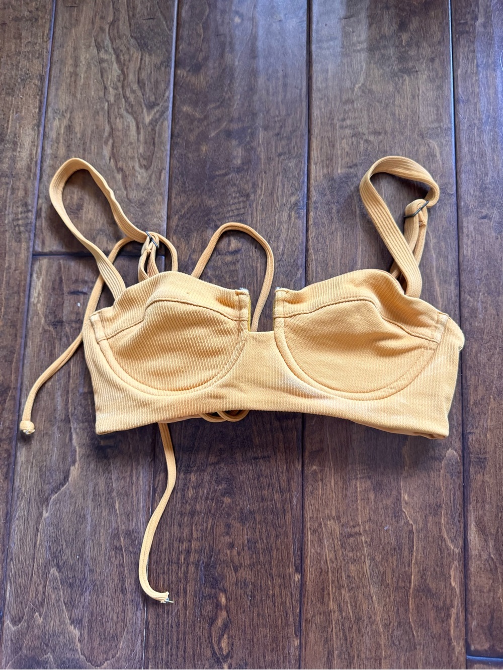 Boys + Arrows Mustard Yellow Ribbed Bikini Top